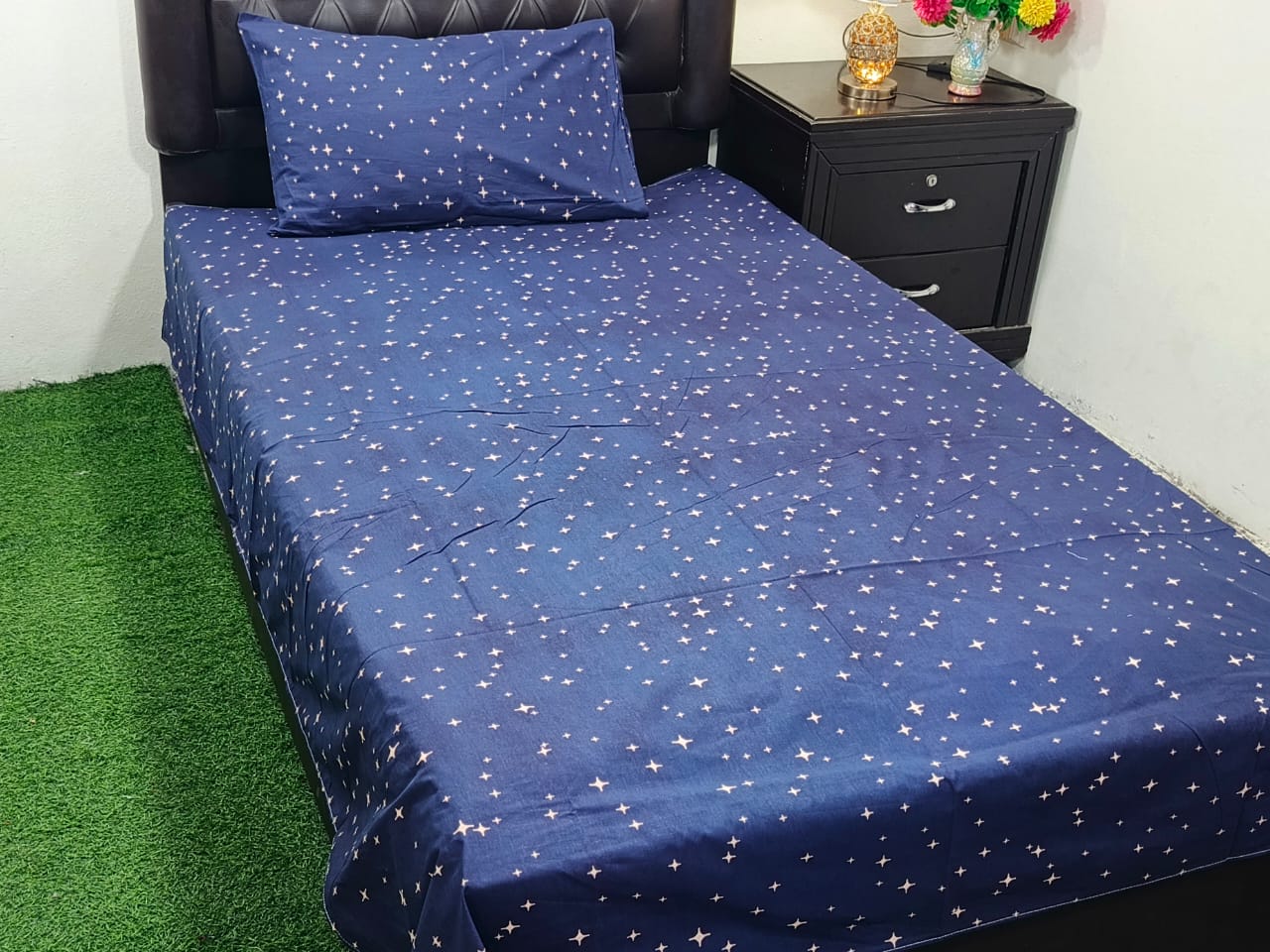 (Midnight Sparkle)2 piece set of singal bedsheet in 100% pure cotton