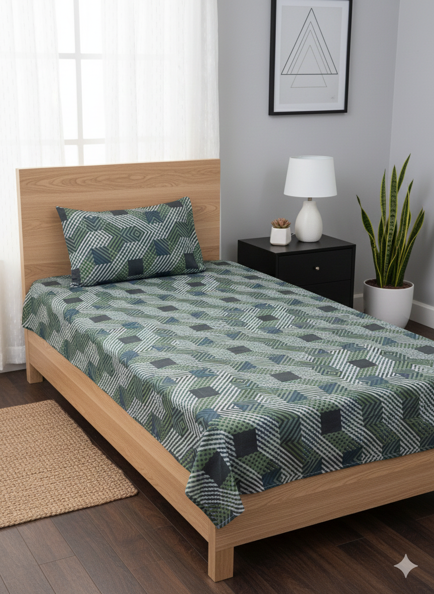 (Prism Weave)2 piece set of singal bedsheet in 100% pure cotton