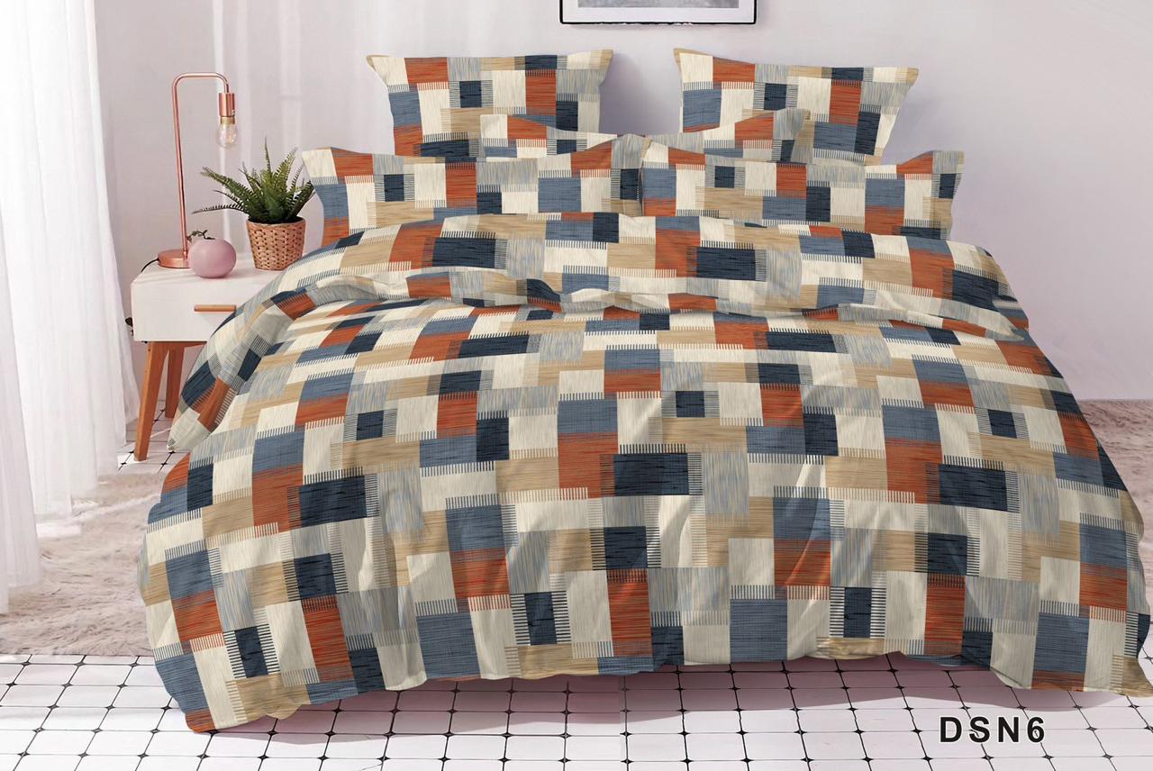 Luxury 100% Cotton Fitted Double Bed Sheet Set - Grey Ombre Geometric Print with 2 Pillow Covers.